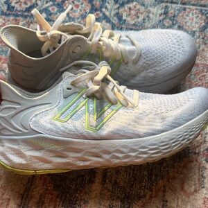 New balance fresh foam White and Neon Green Athletic running Shoes